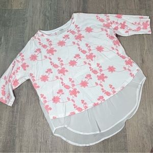 Umgee White Coral Embroidered Floral Crop Style Top sz Large